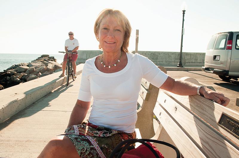 Cindy McIntosh, who works at Martha’s Vineyard Hospital, is fresh off the ferry that takes her from Falmouth to Oak Bluffs harbor each work day.