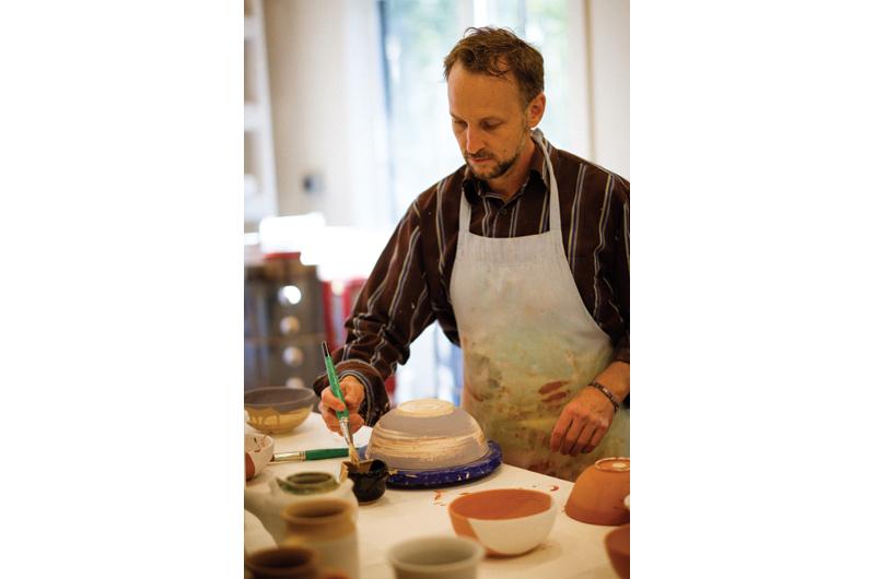 John Jordan in the new pottery studio.