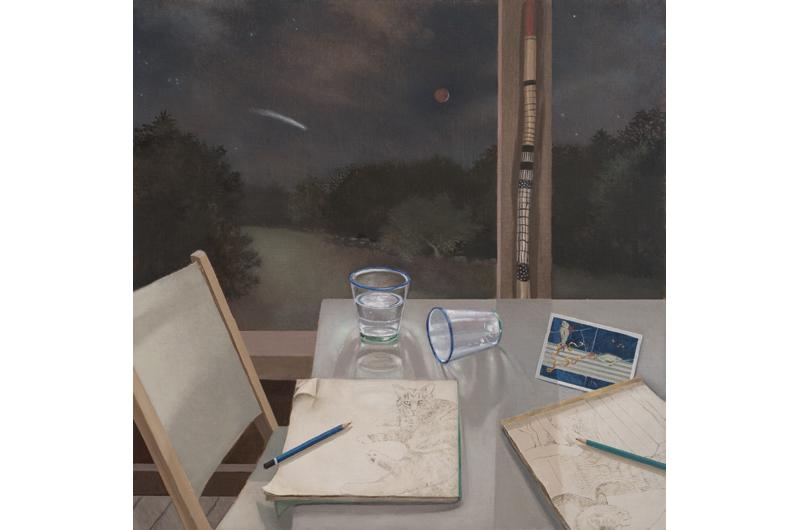 Screen Porch Night, oil on linen on panel, 24 x 24 inches.