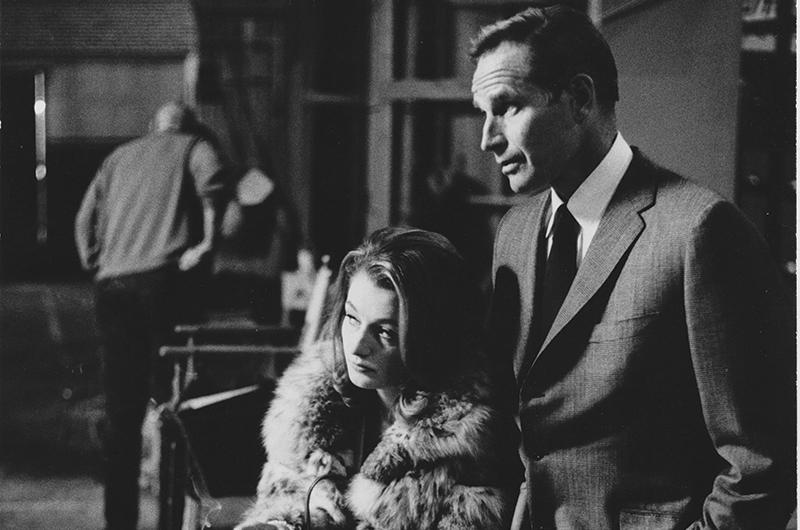 Muldaur on the set of Number One with Charlton Heston, 1969. “I played the mistress,” she says.
