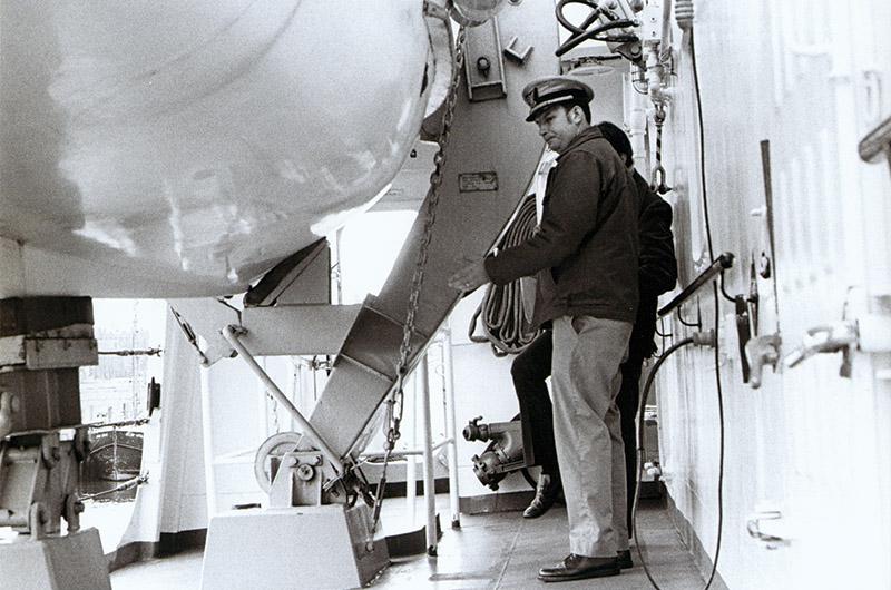 The deck beneath the lifeboat of the Coast Guard cutter Vigilant, where Simas Kudirka landed after his leap to freedom, and where he briefly escaped his Soviet pursuers