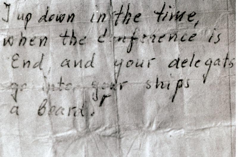A note from Kudirka to the Vigilant declaring his intentions to defect.