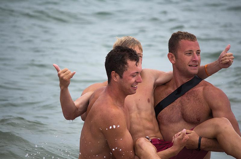 From left: John Norton, Peter Joel, and head lifeguard Brian Jordan.