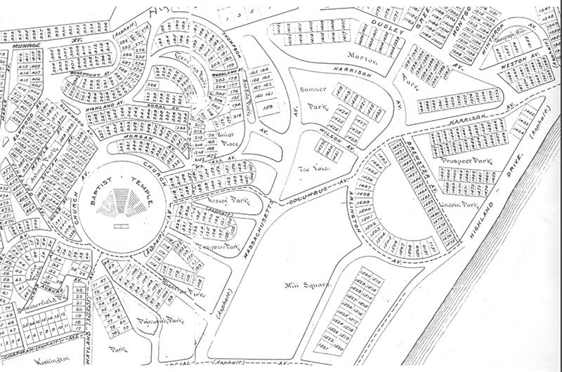 A turn-of-the-century plan of the area west of the Sound and northwest of Lake Anthony (Oak Bluffs harbor).