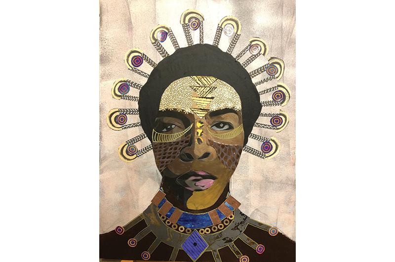 Africa to Me, digital collage and mixed media, 18 x 24 inches.