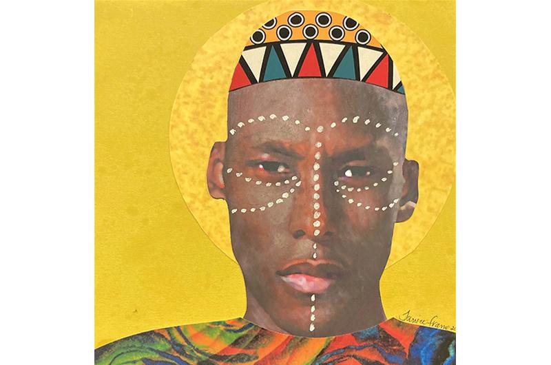What it Means to Celebrate Africa, digital collage and mixed media, 10 x 10 inches.