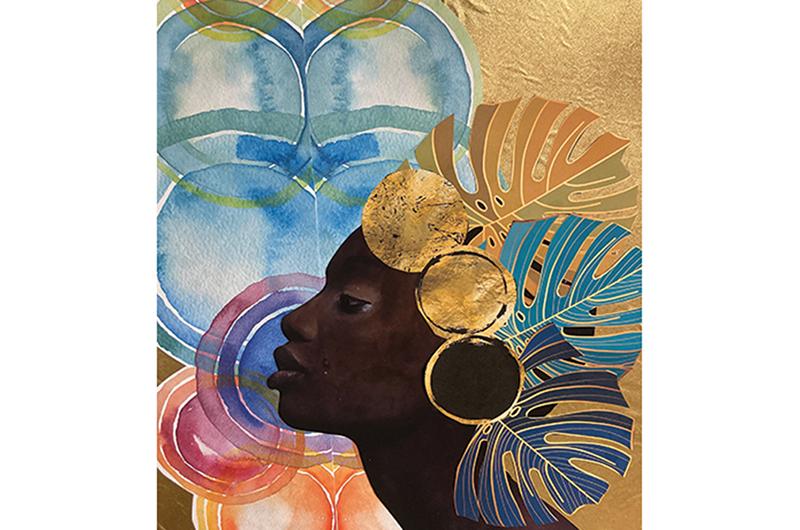 Sacred Part of Me, digital collage and mixed media, 18 x 24 inches.