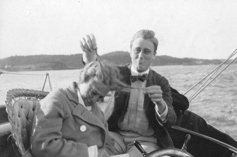 Franklin D. Roosevelt goofs around with his cousin Jean Delano in 1910.