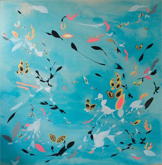 Colin Ruel, Gathering Shellfish in the Cove, acrylic on wood panel, 60 x 60 inches.